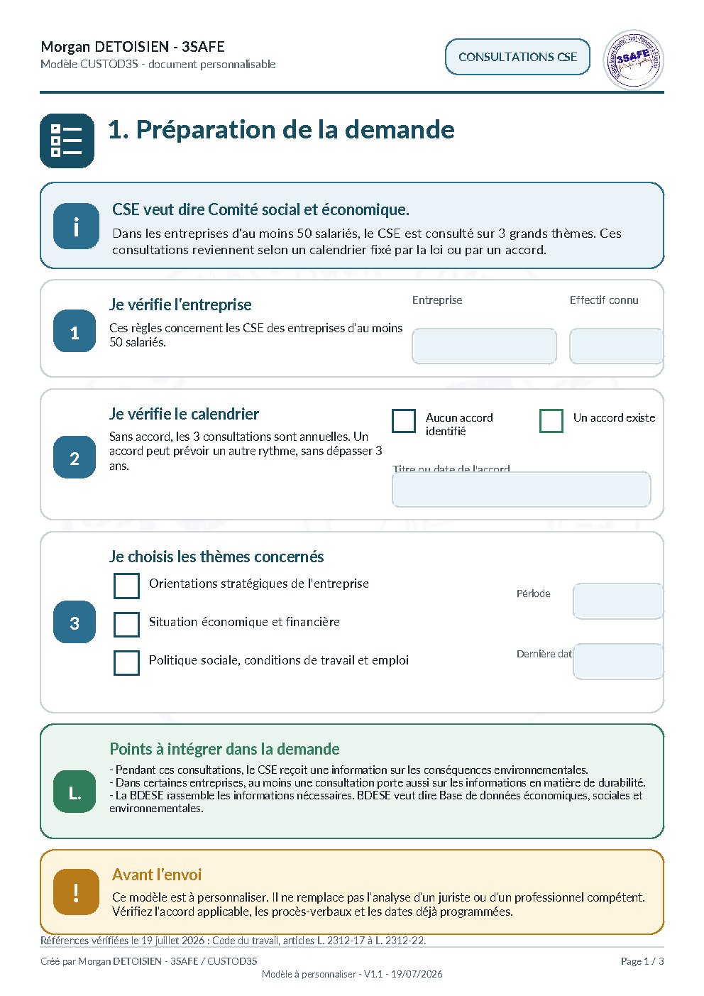 Aperçu de Modèle de demande de consultations CSE