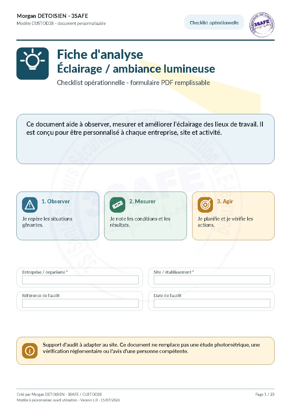 Aperçu de Audit éclairage ambiance lumineuse