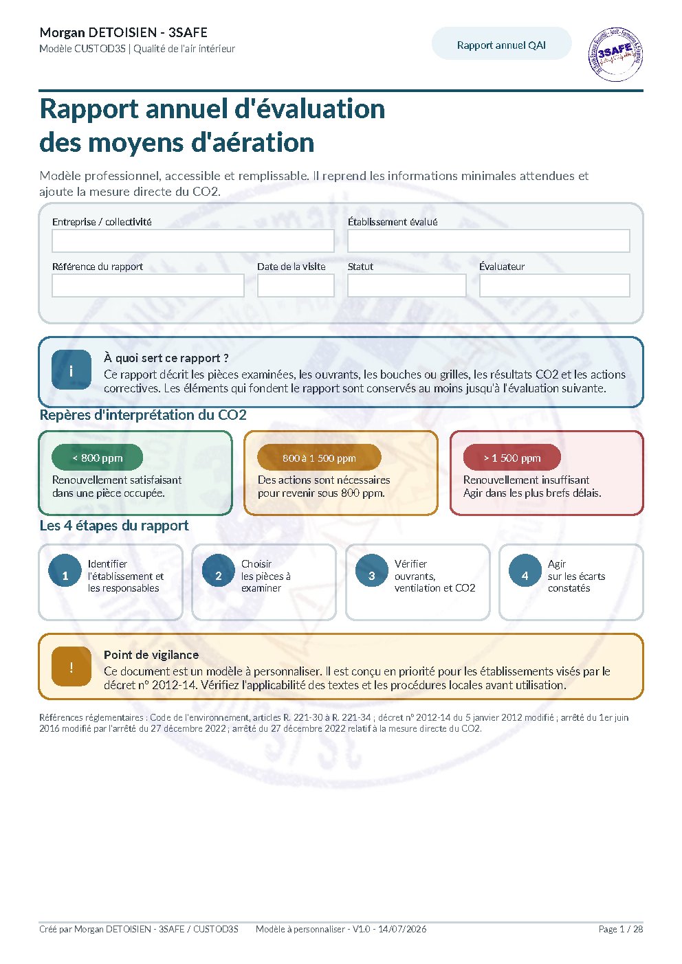 Aperçu de Rapport & évaluation Aération Assainissement
