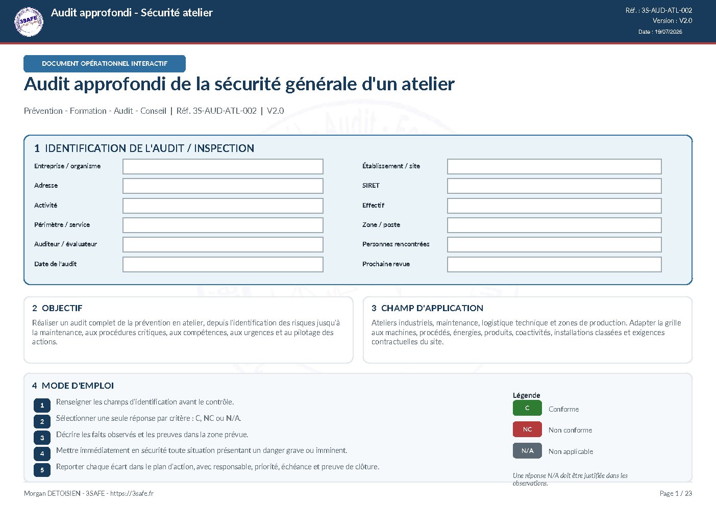 Aperçu de Audit sécurité atelier