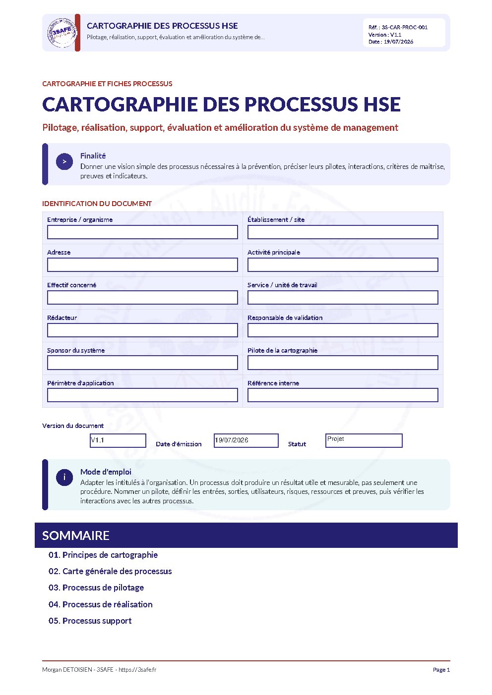 Aperçu de Cartographie Processus HSE