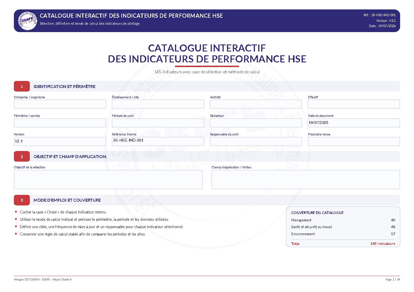 Aperçu de Indicateurs performance HSE listing