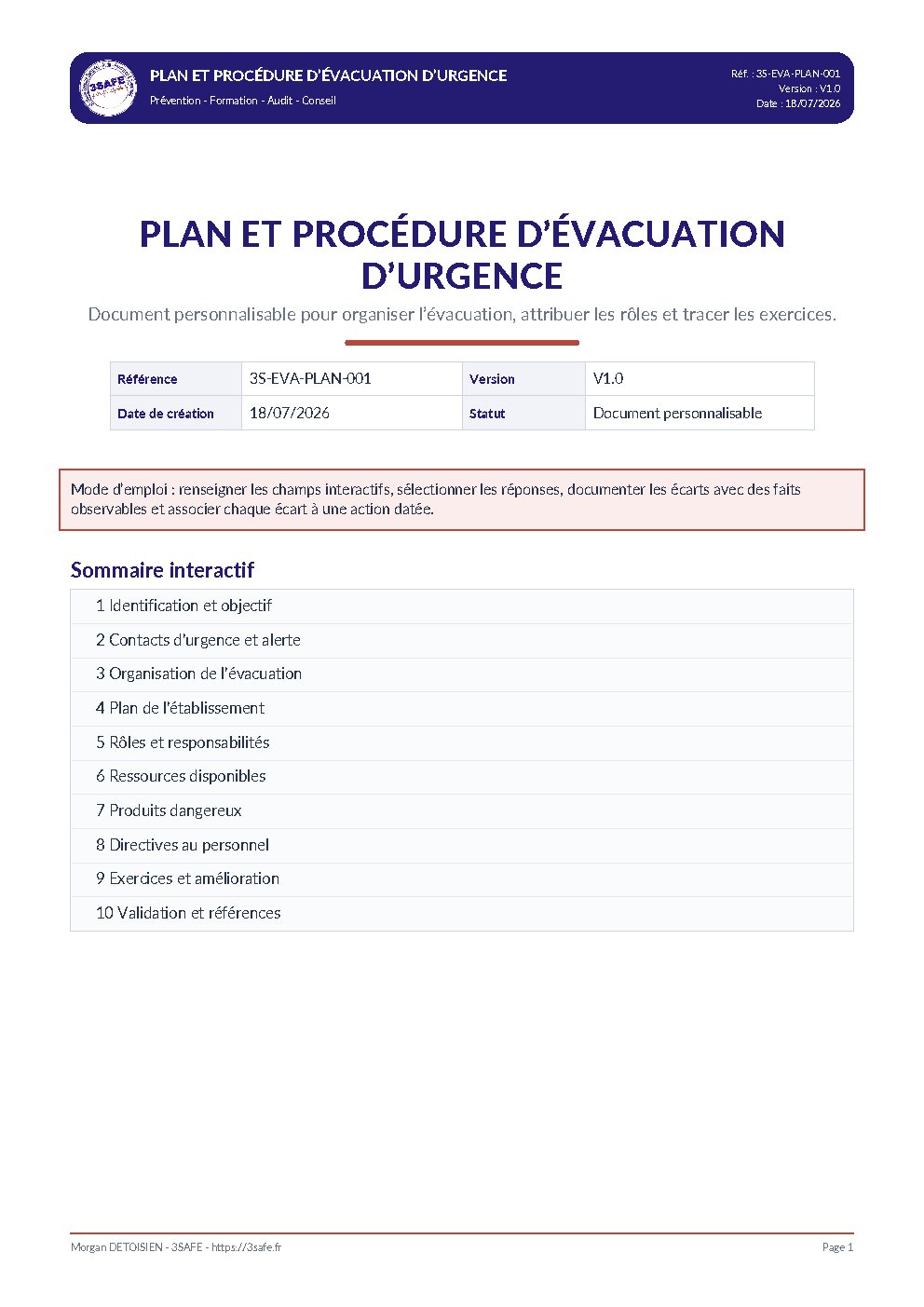 Aperçu de Plan procédure évacuation urgence 3