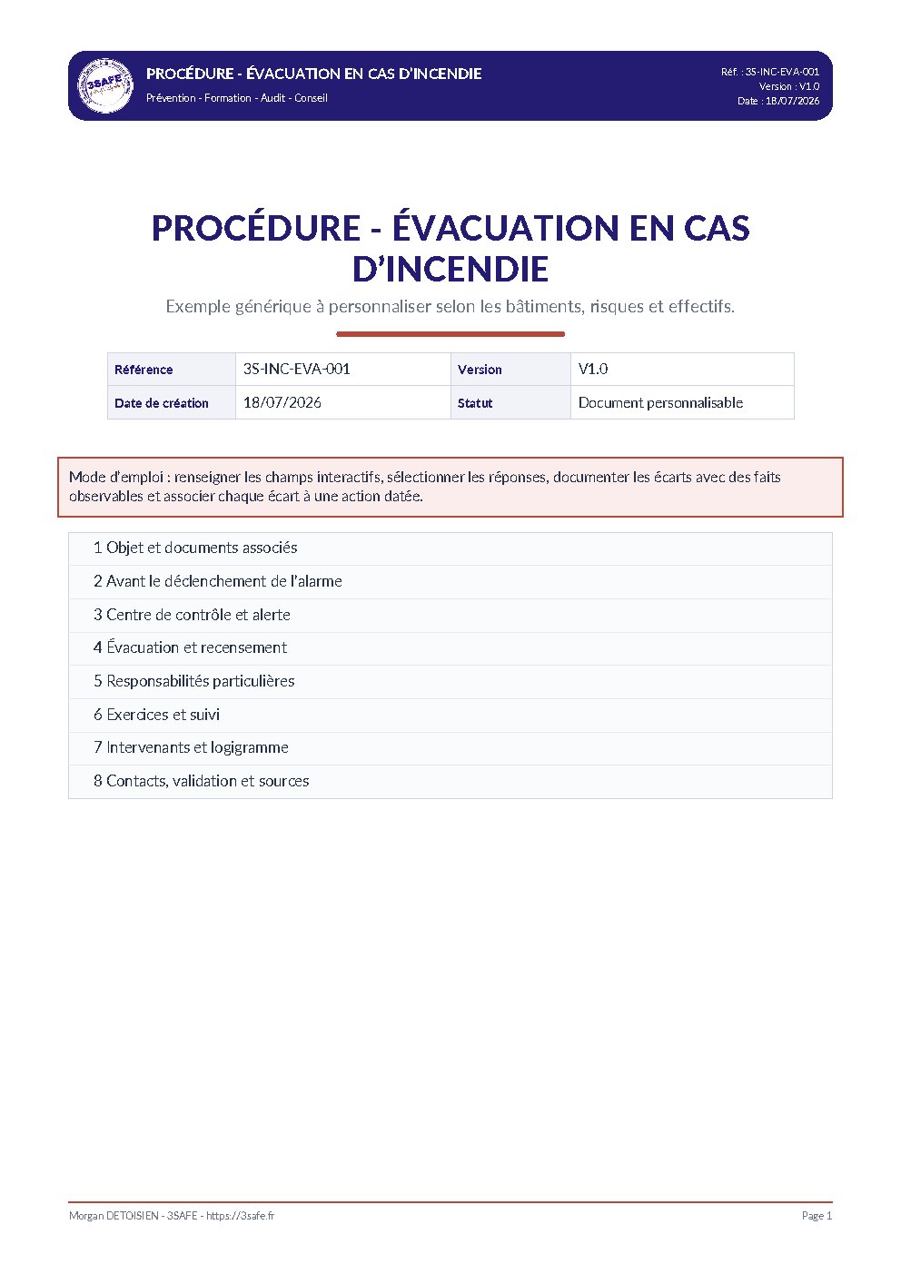 Aperçu de Plan procédure évacuation urgence incendie 4