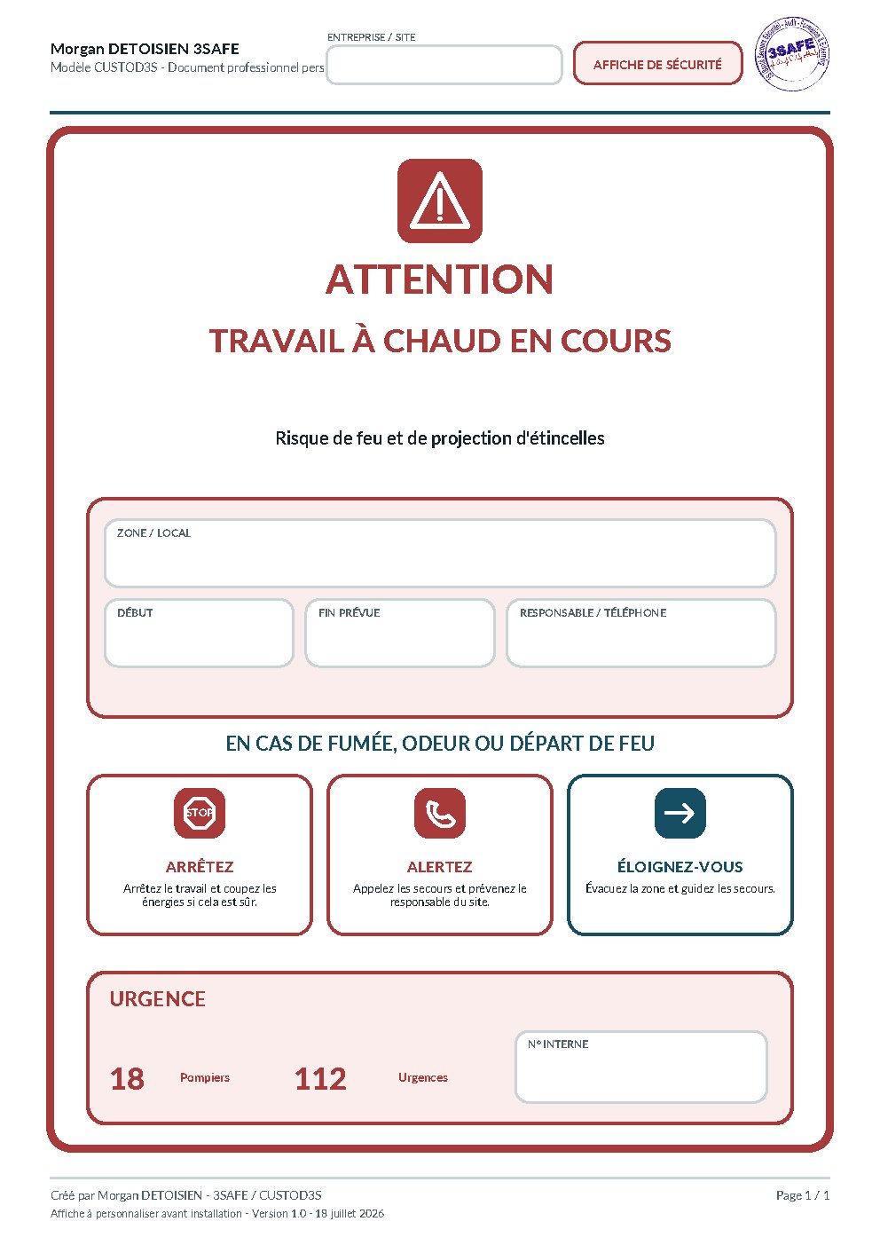 Aperçu de Affiche Travail à chaud