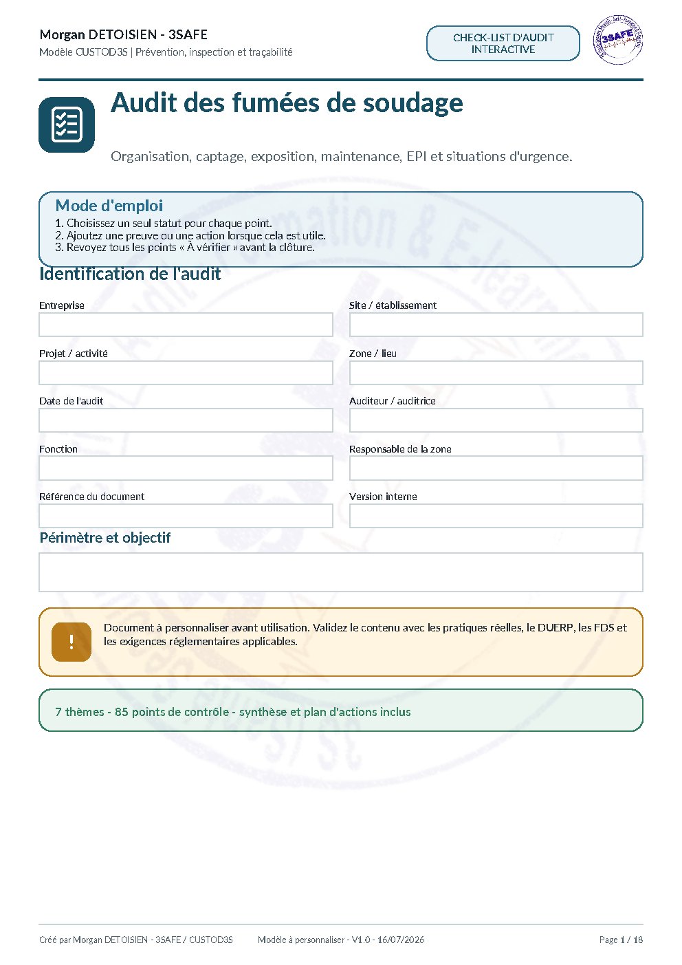 Aperçu de Audit fumées de soudage