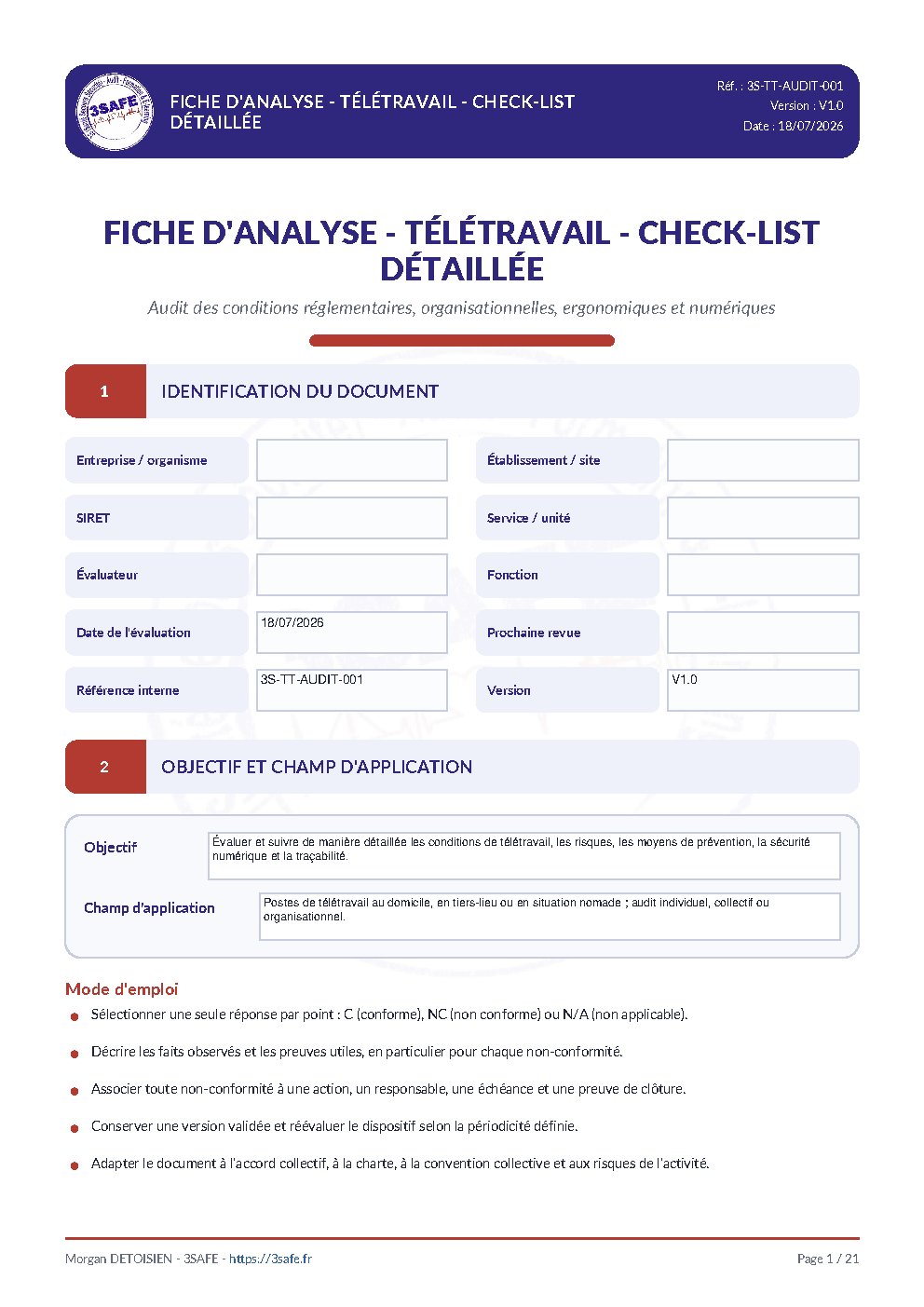 Aperçu de Télétravail checklist