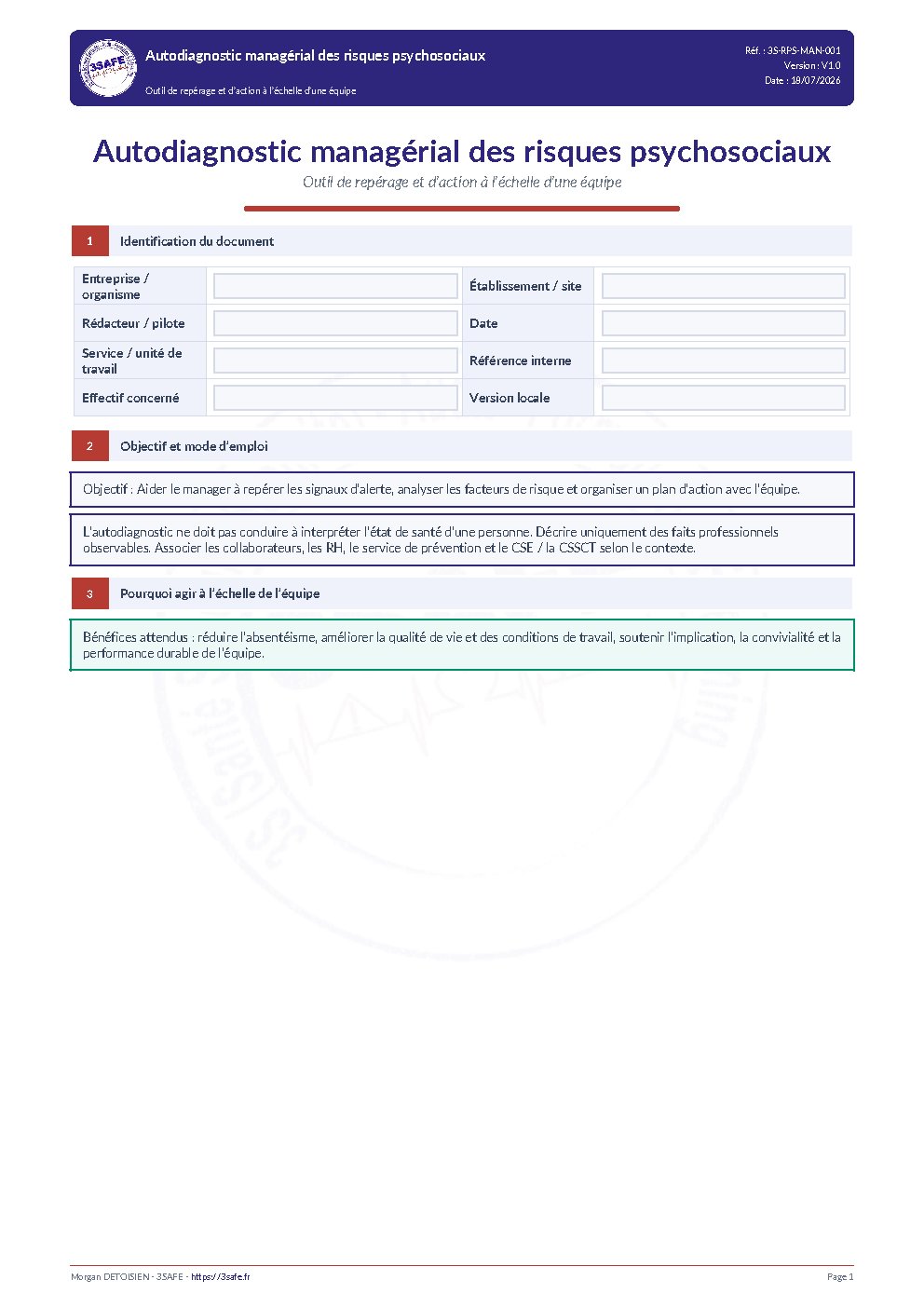 Aperçu de Autodiagnostic managérial RPS