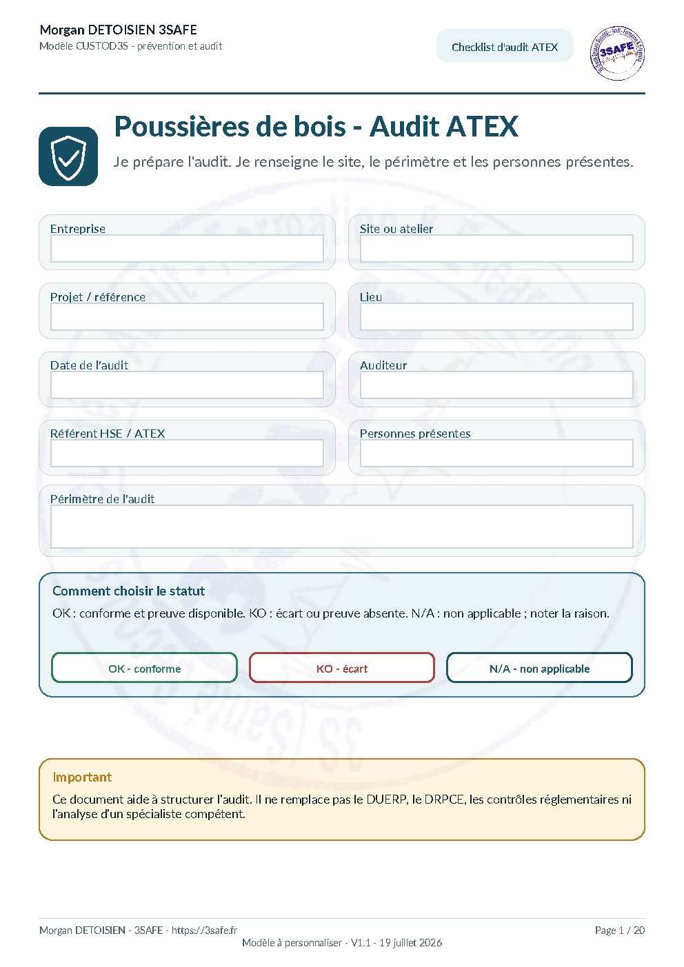 Aperçu de Audit Atex Poussières de bois