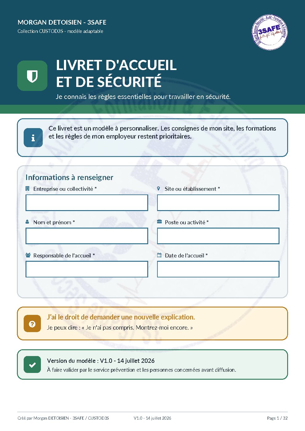 Aperçu de Livret Accueil Sécurité