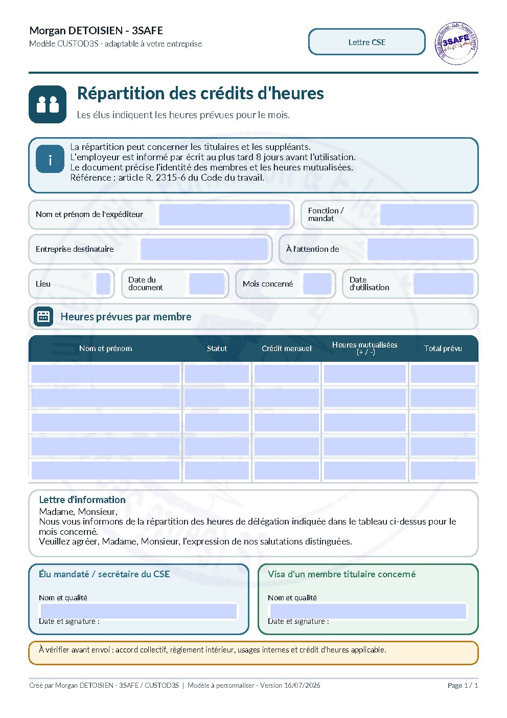 Aperçu de Lettre repartition credits heures CSE