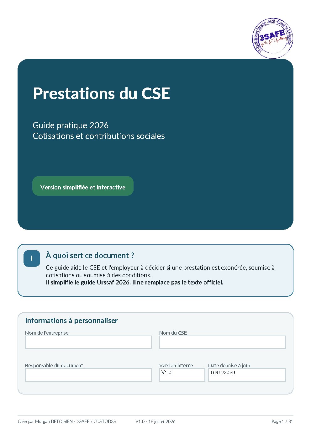 Aperçu de Guide CSE 2026 FALC Formulaire