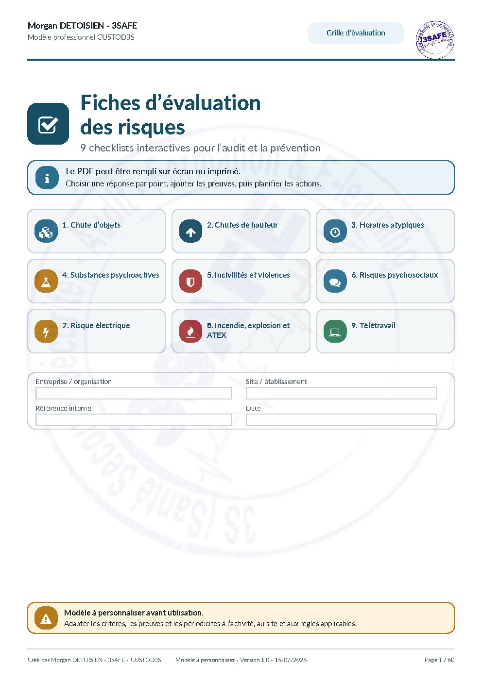 Aperçu de Fiche evaluations multiples formulaire