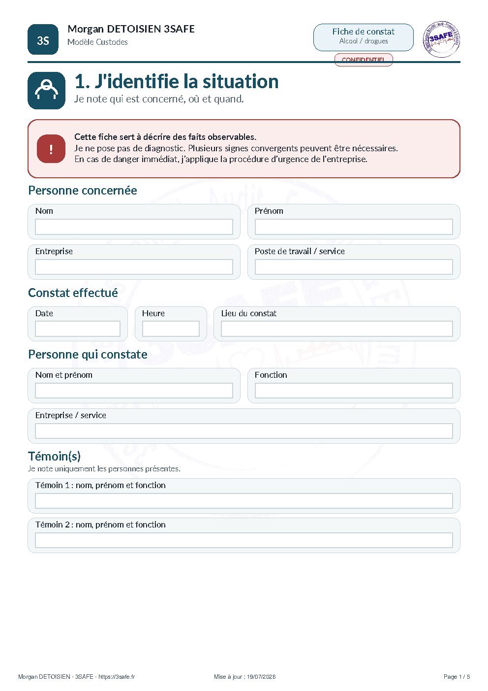 Aperçu de Fiche Constat Alcool Drogues Interactive Sans Verification Comprehension