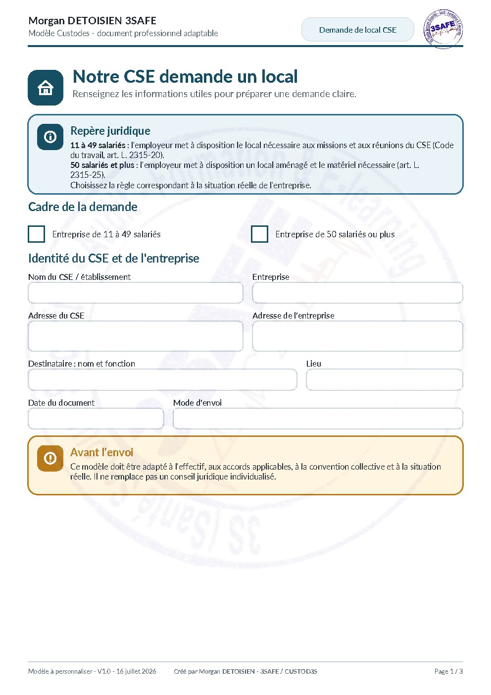 Aperçu de Demande Mise A Disposition Local CSE Interactif