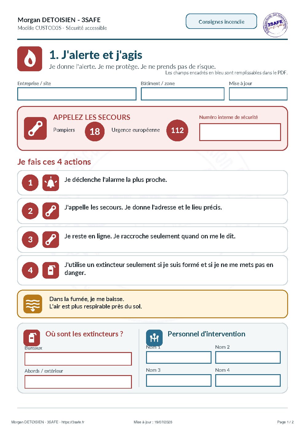 Aperçu de Consignes Sécurité Incendie Formulaire Sans Verification Comprehension