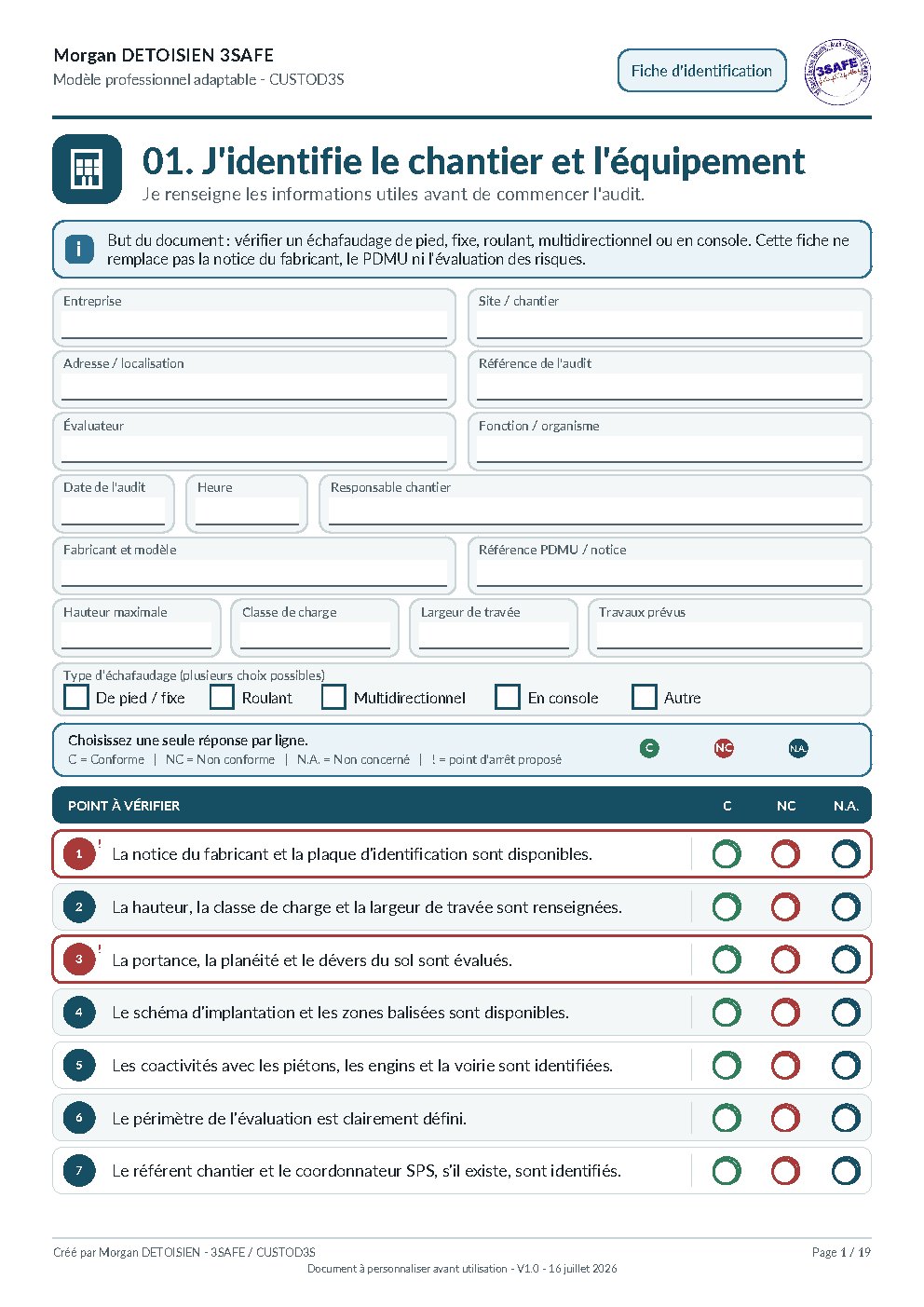 Aperçu de Checklist Audit Echafaudages