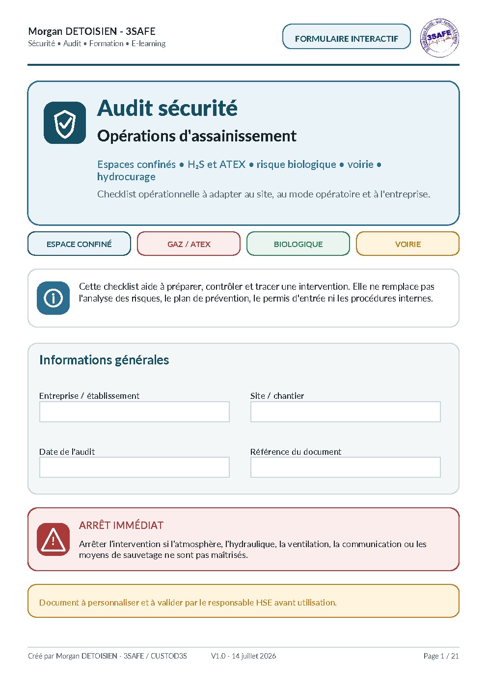 Aperçu de Checklist Audit Assainissement