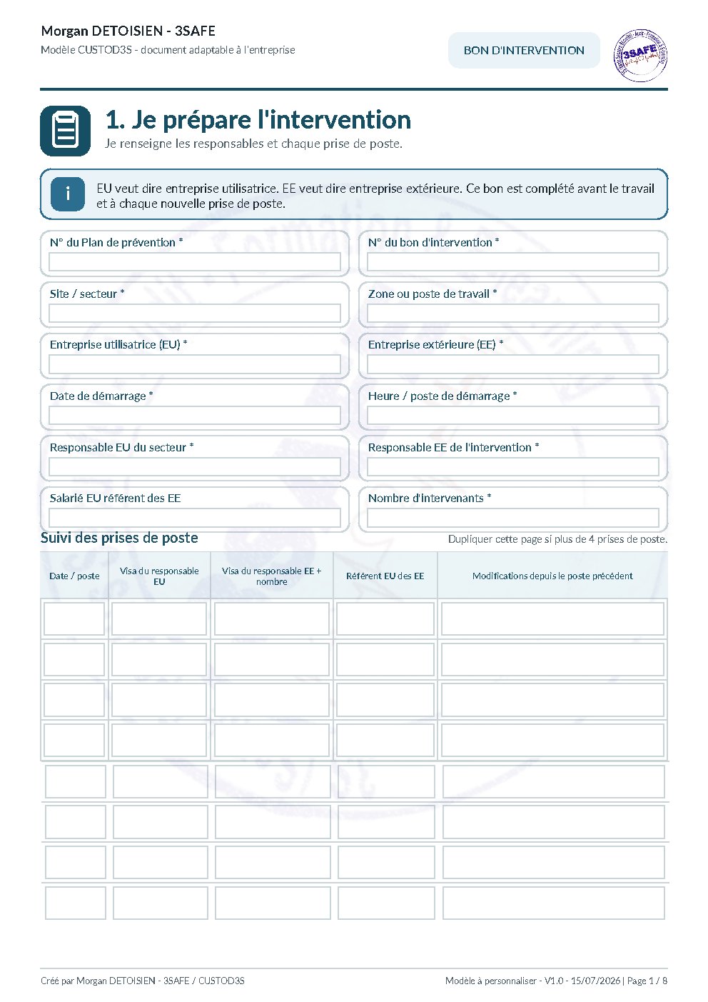 Aperçu de Bon intervention autorisation travail