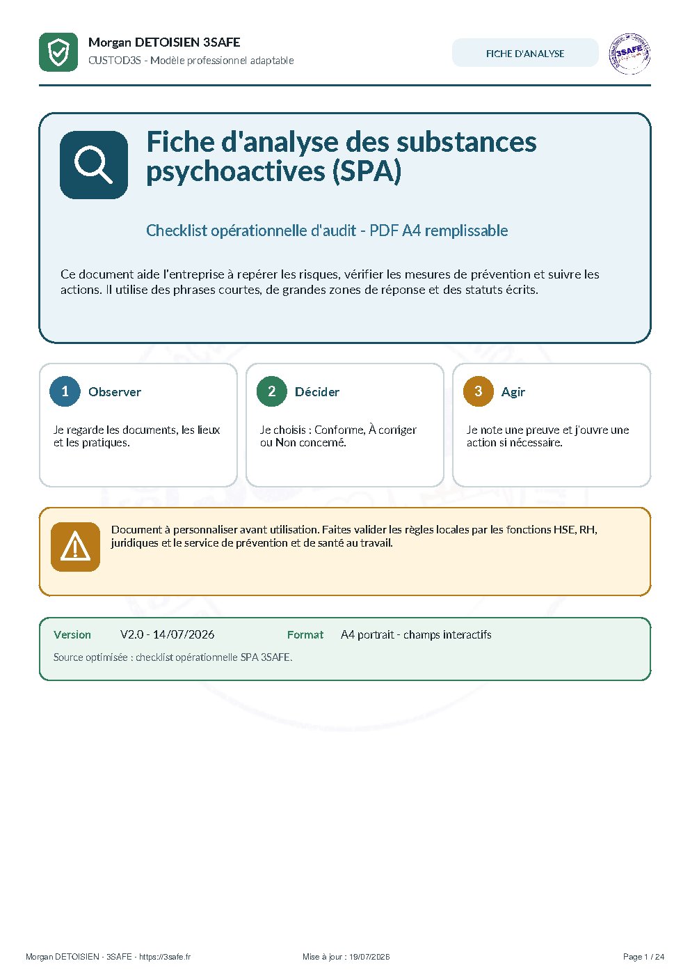 Aperçu de Audit SPA Checklist