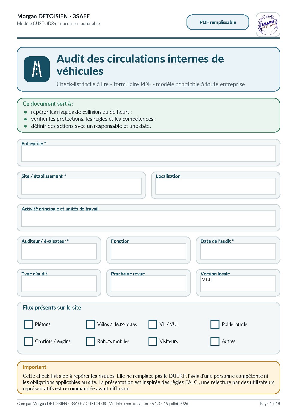 Aperçu de Audit Circulations Internes Vehicules