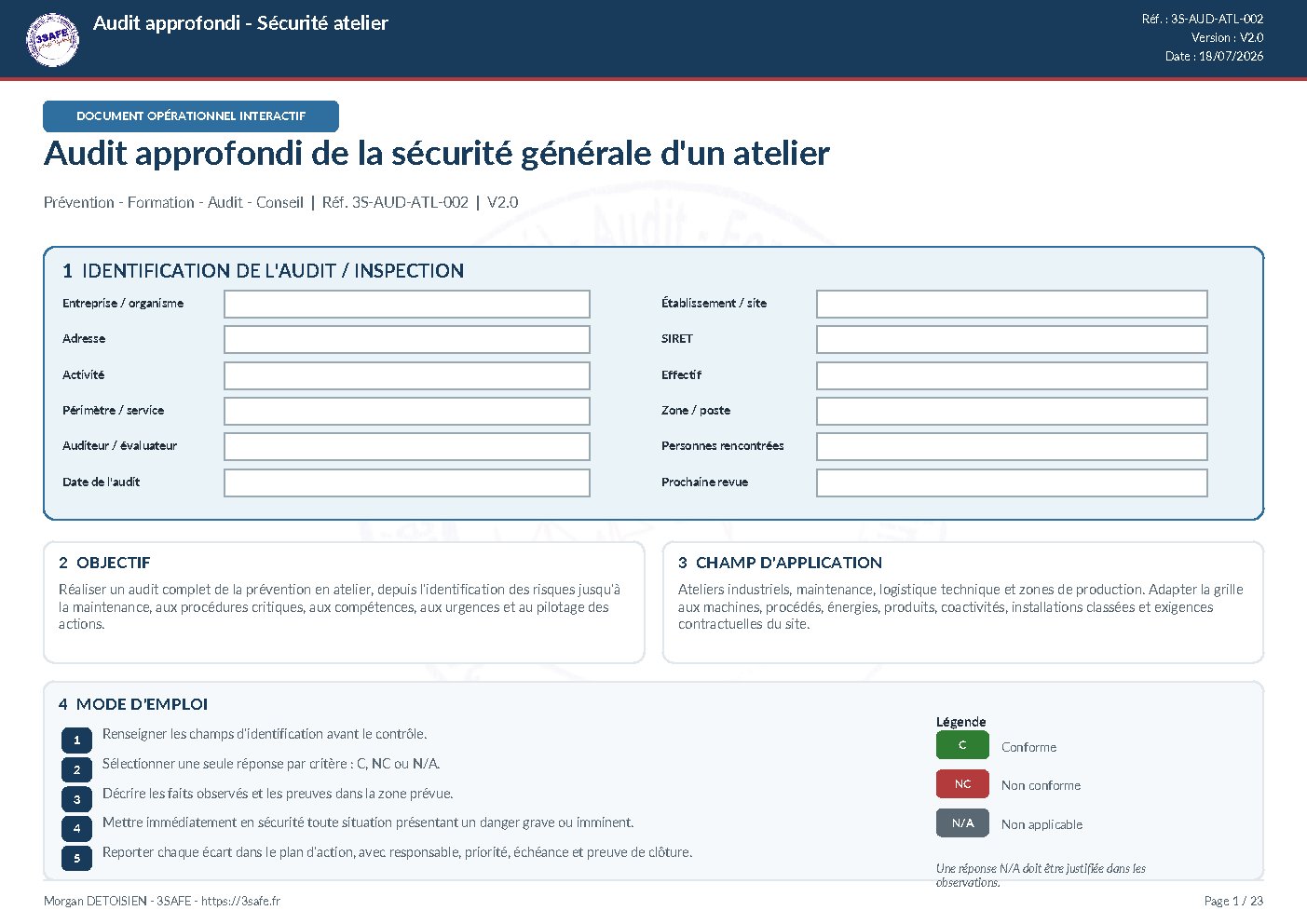Aperçu de Audit Approfondi Sécurité Atelier
