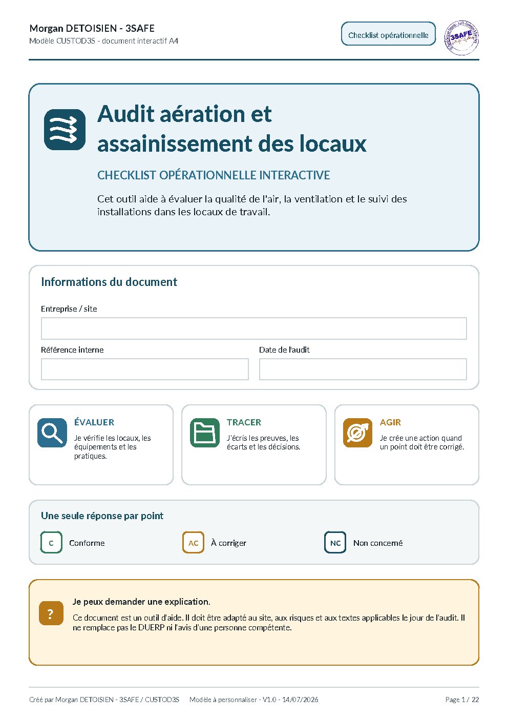 Aperçu de Audit Aeration Assainissement Interactif