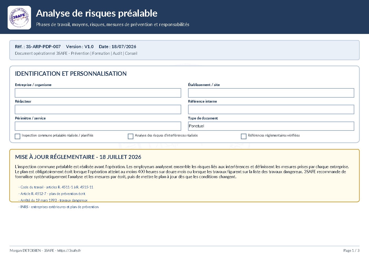 Aperçu de Analyse Risques Prealable