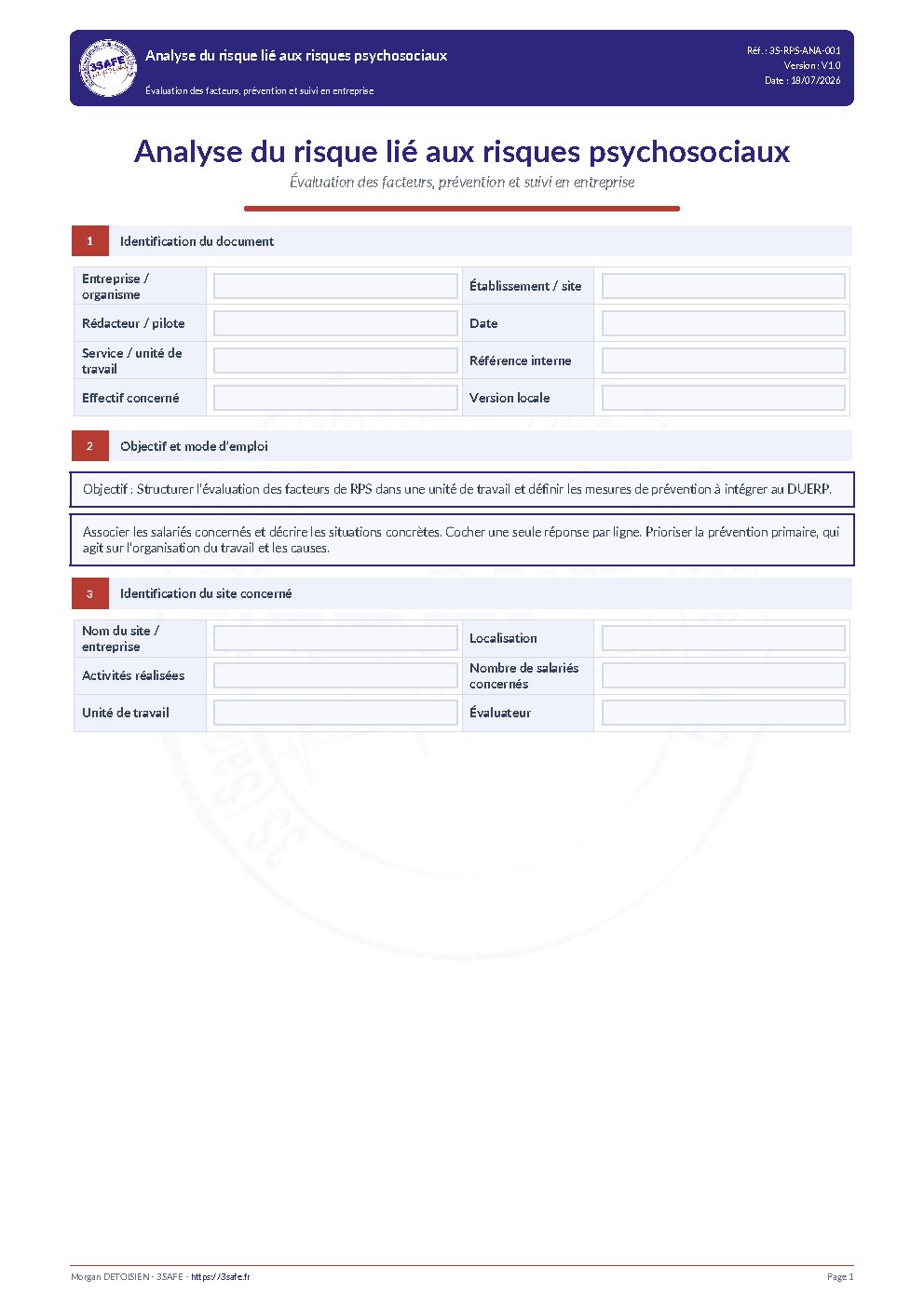 Aperçu de Analyse Risque RPS Entreprise