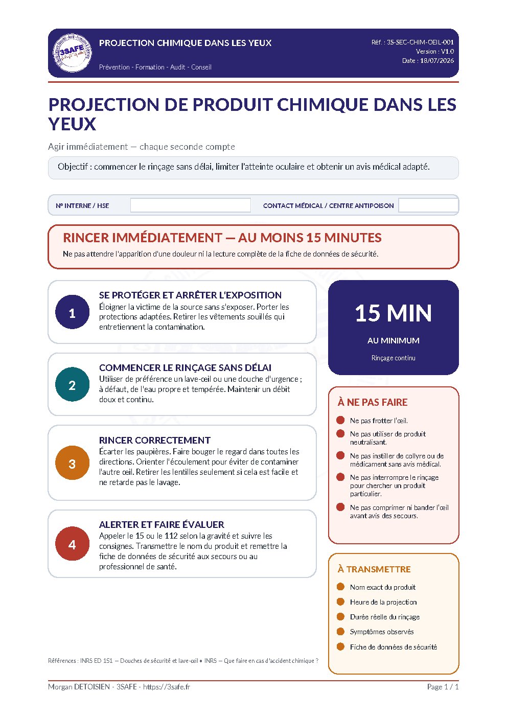 Aperçu de Affiche Projection Produit Chimique Yeux