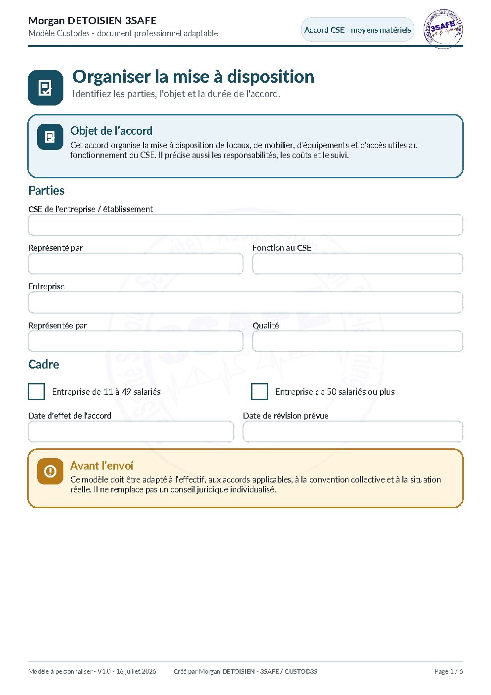 Aperçu de Accord Mise Disposition Moyens CSE