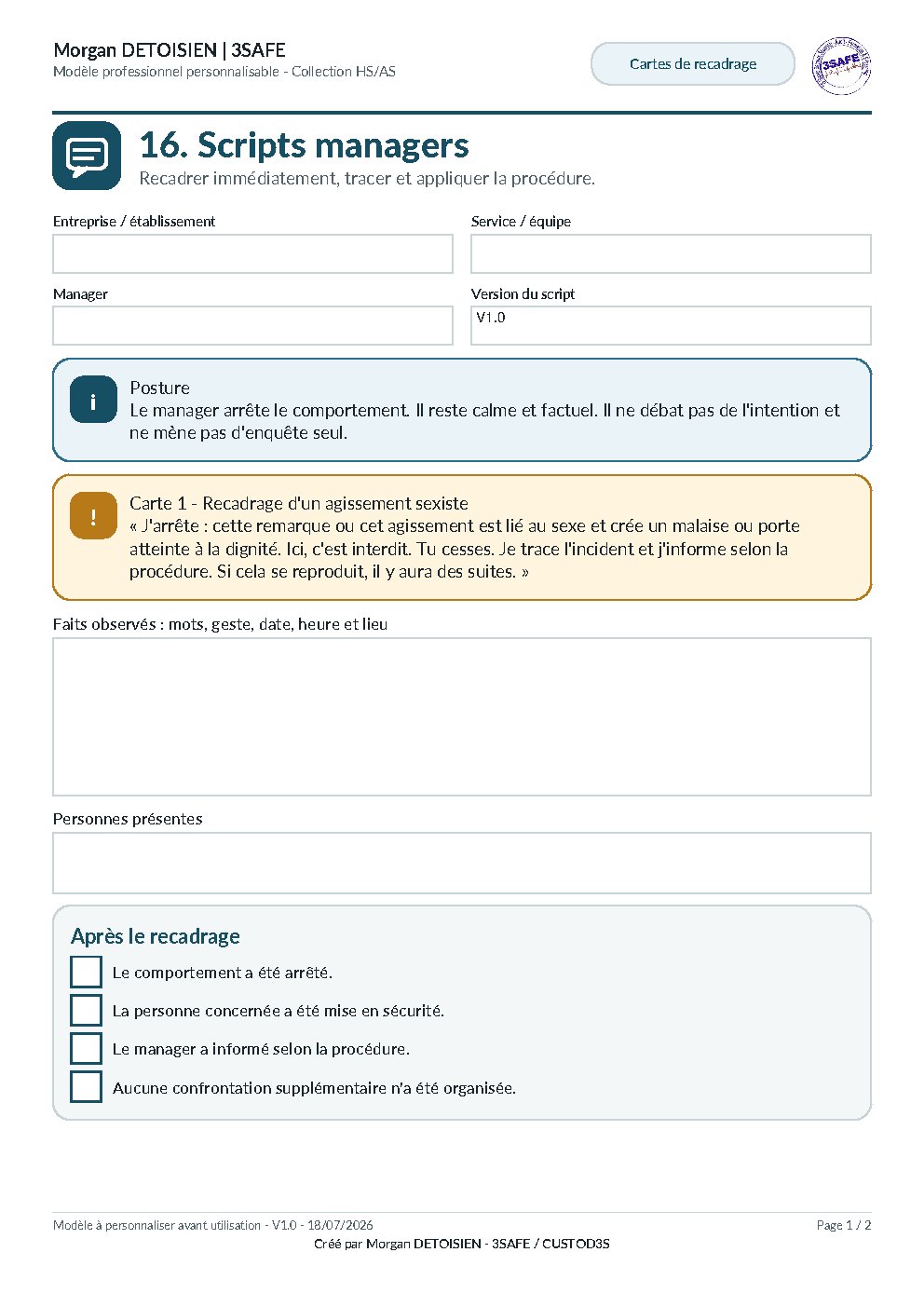 Aperçu de Scripts Managers HSAS