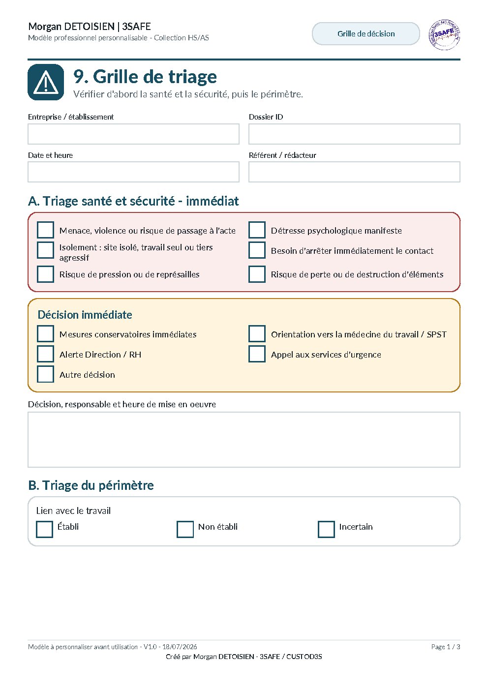 Aperçu de Grille Triage HSAS