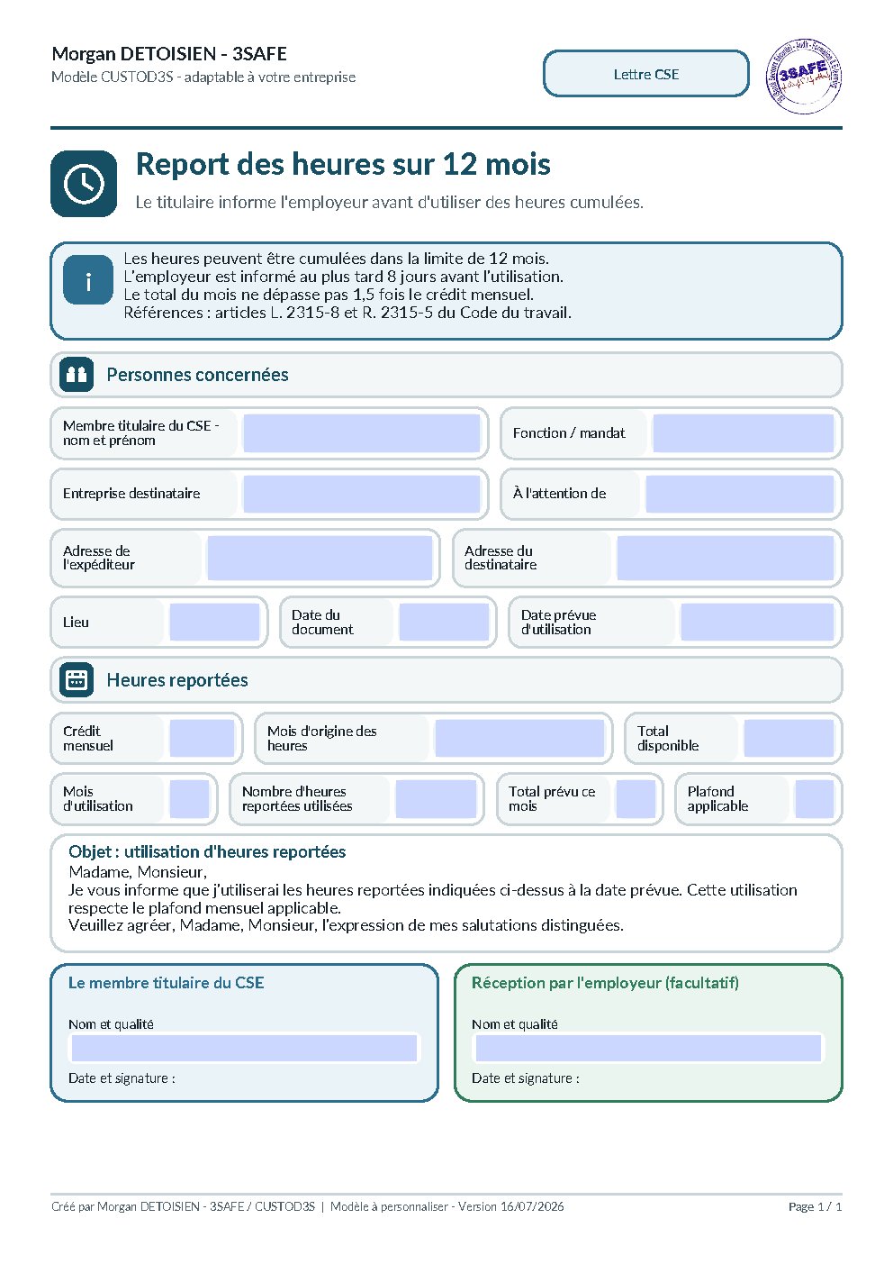 Aperçu de Report cumul credit heures CSE