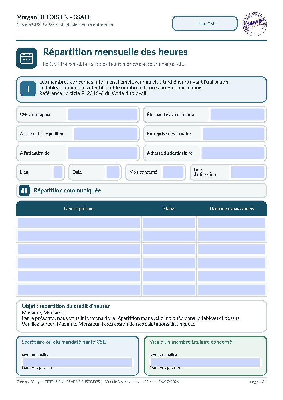 Aperçu de Repartition mensuelle credit heures CSE