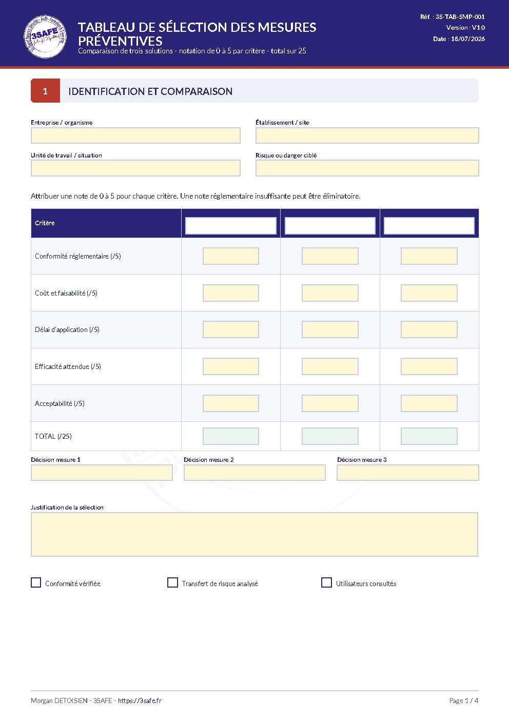Aperçu de Tableau Selection Mesures Preventives