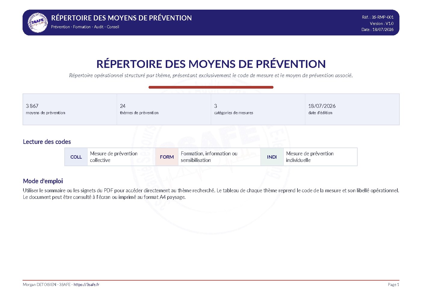 Aperçu de Repertoire Moyens Prévention
