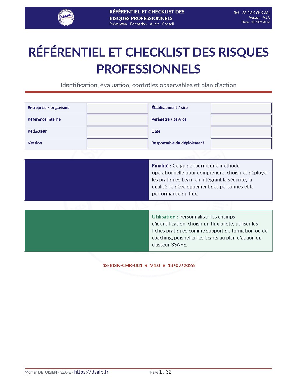Aperçu de Référentiel Checklist Risques Professionnels Interactif