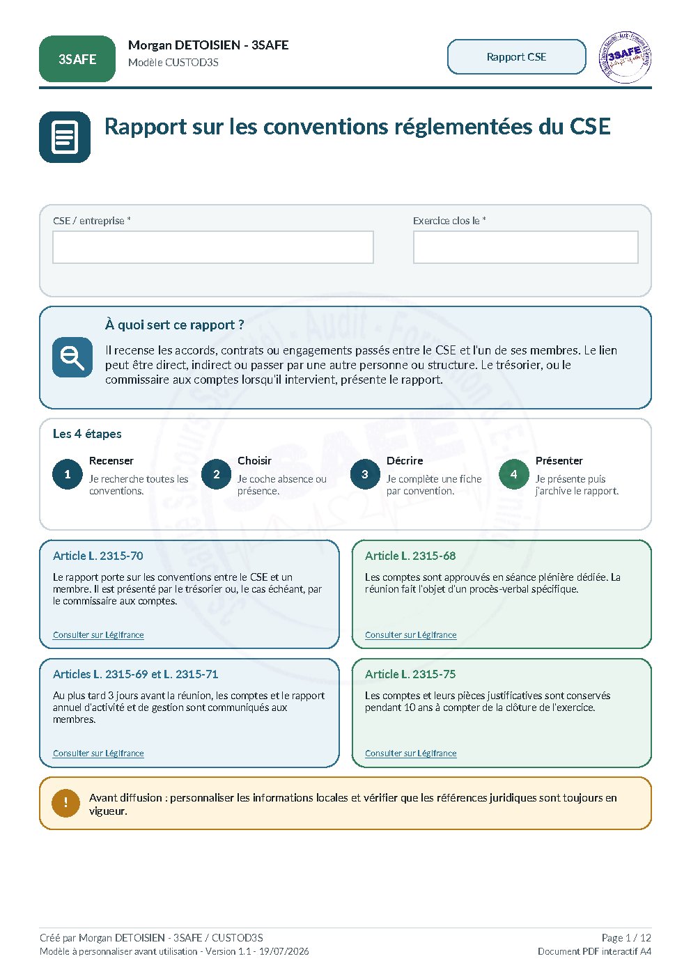 Aperçu de Rapport Conventions Reglementees CSE Interactif