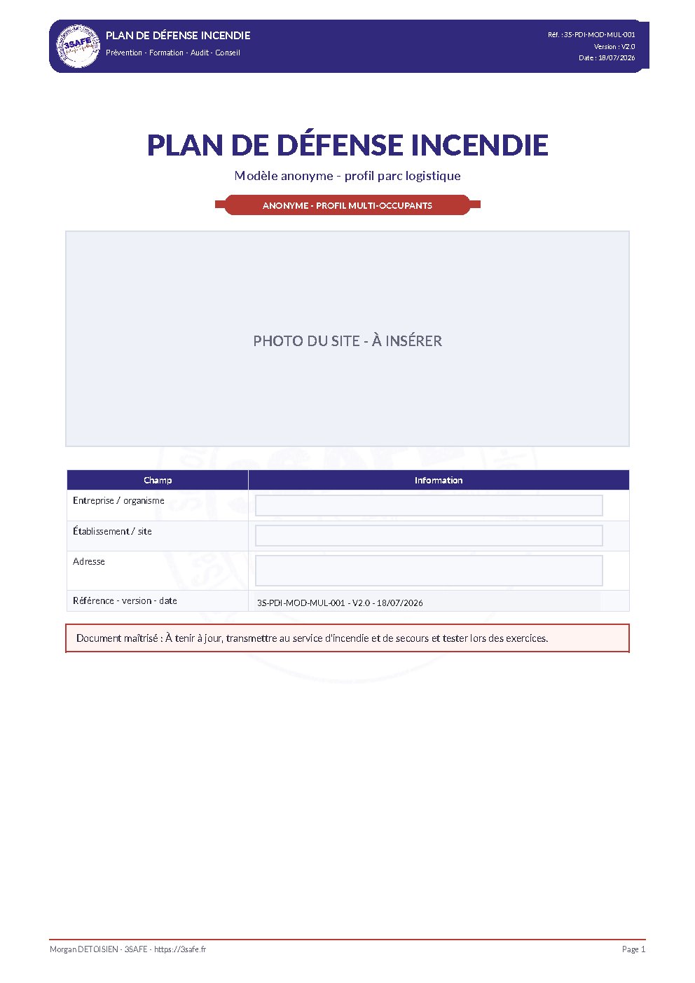 Aperçu de Modele Plan Defense Incendie Parc Logistique Anonyme