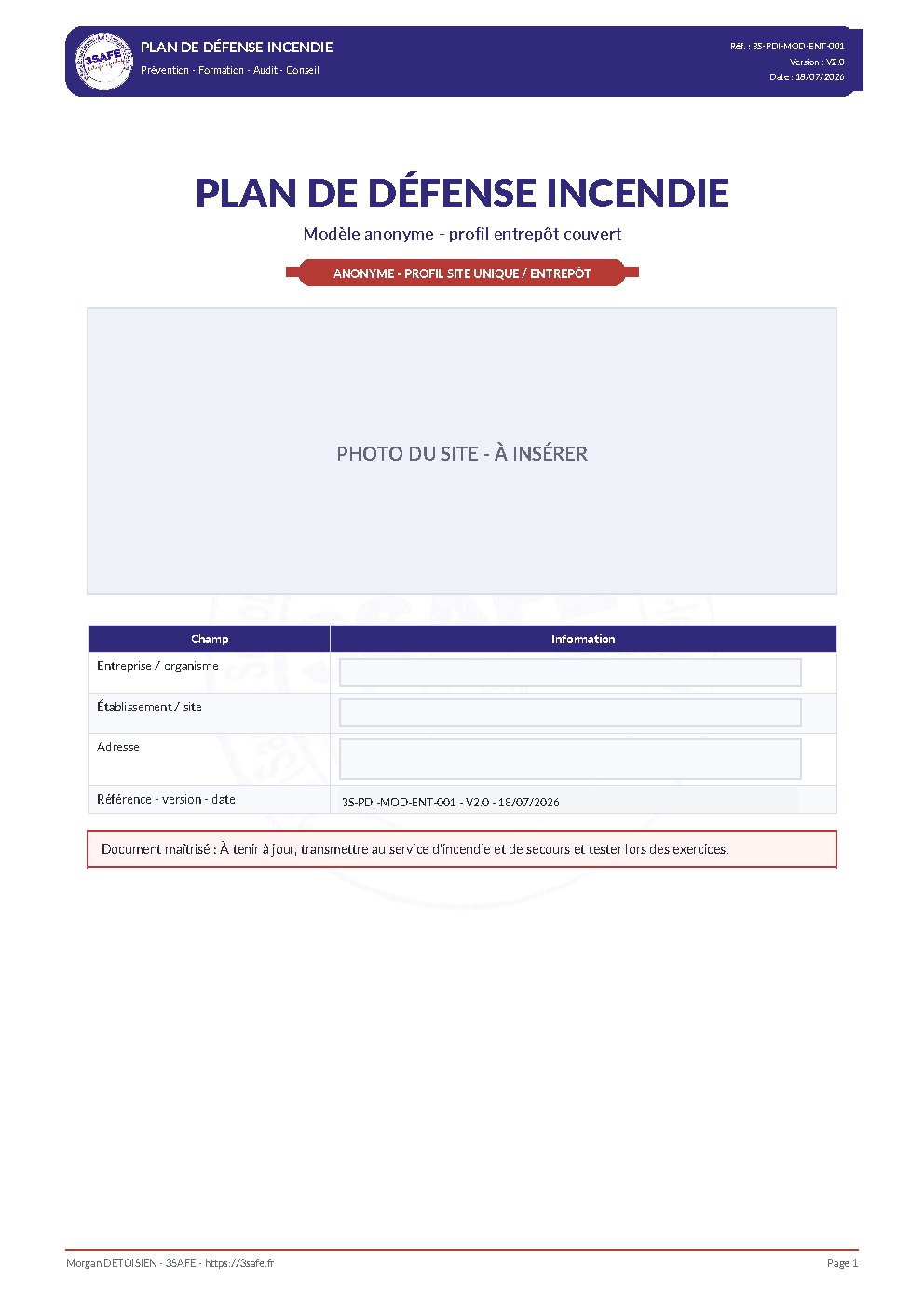 Aperçu de Modele Plan Defense Incendie Entrepot Couvert Anonyme
