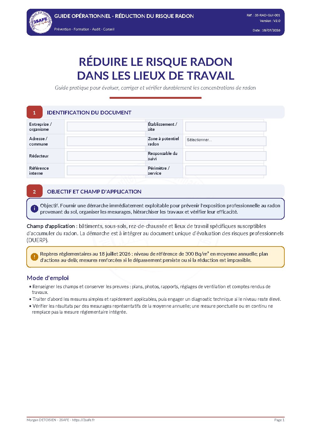 Aperçu de Guide Reduction Risque Radon Lieux Travail