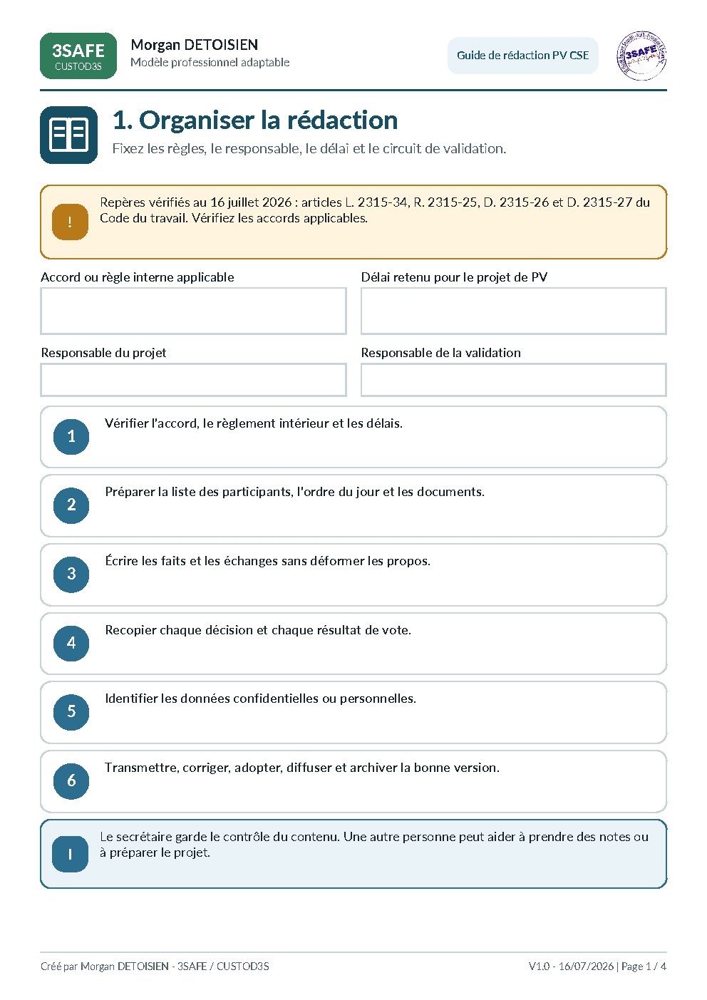 Aperçu de Guide Contrôle PV CSE