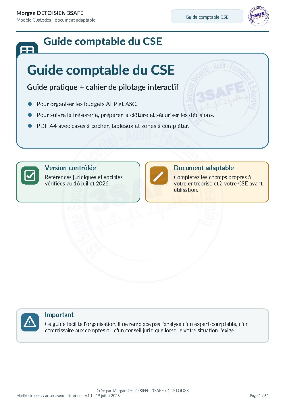 Aperçu de Guide Comptable CSE Interactif