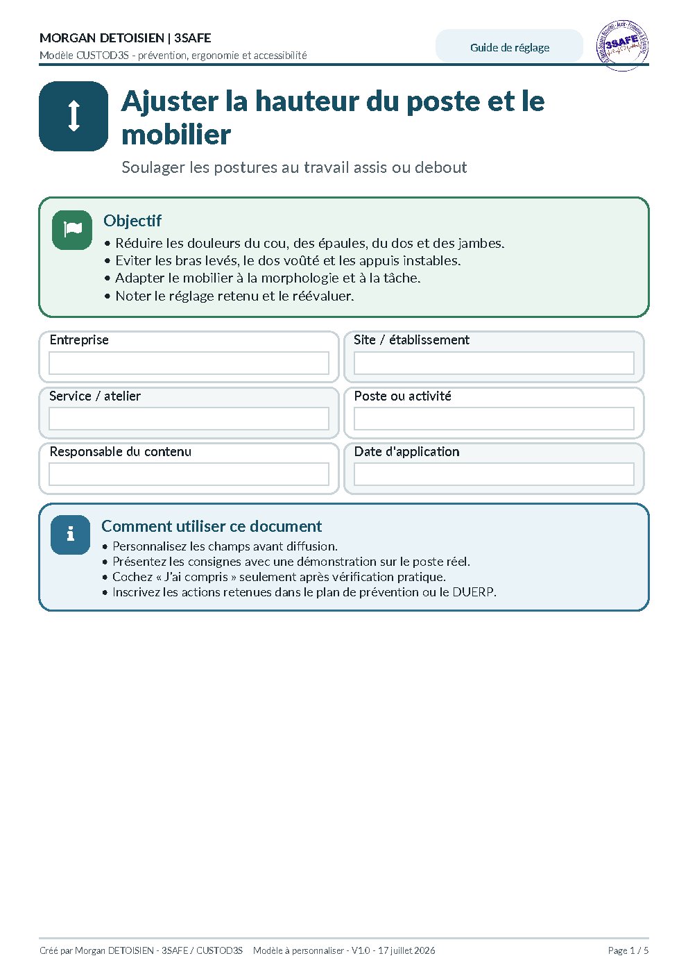 Aperçu de Guide Ajustement Hauteur Mobilier