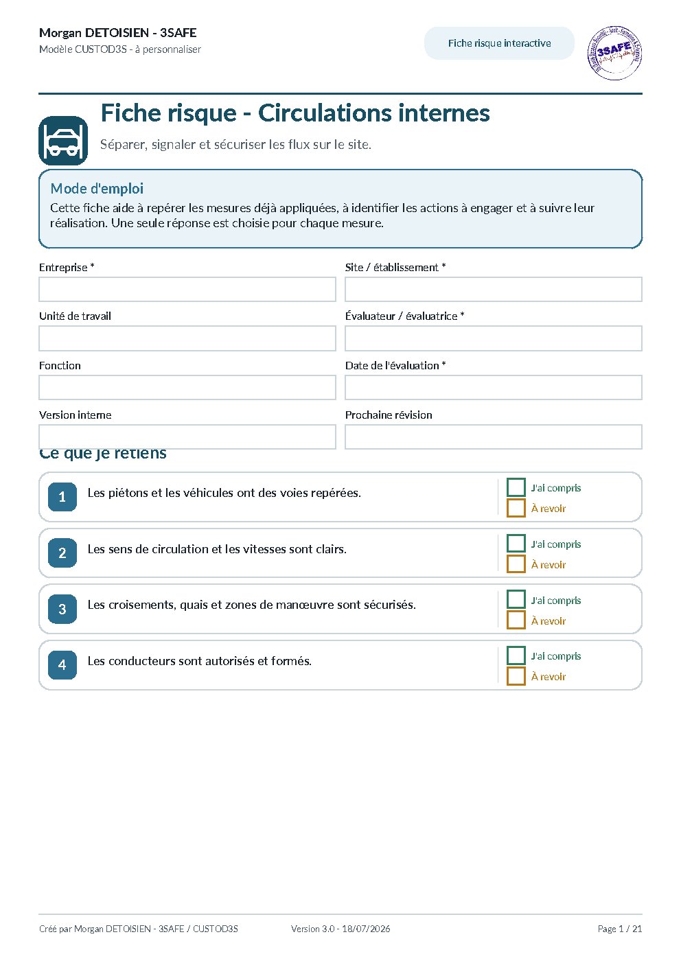 Aperçu de Fiche Risque Circulations Internes