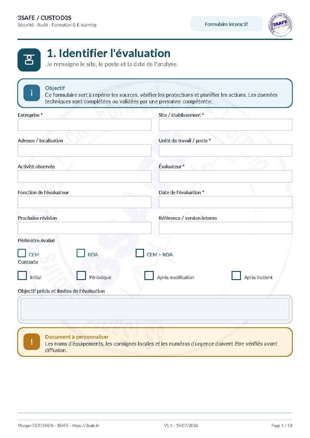 Aperçu de Évaluation Rayonnements Non Ionisants CEM ROA