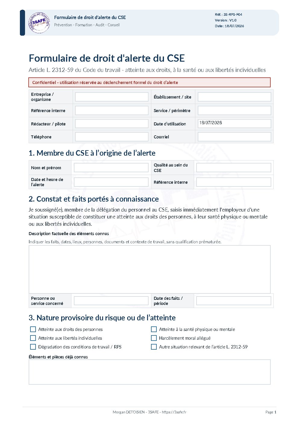 Aperçu de Droit Alerte CSE