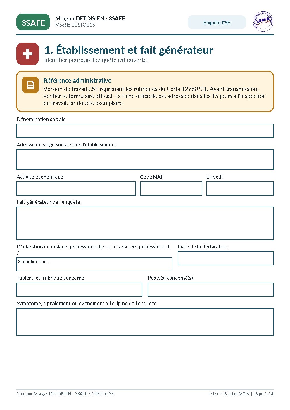 Aperçu de CSE 05 Enquete Maladie Professionnelle Grave
