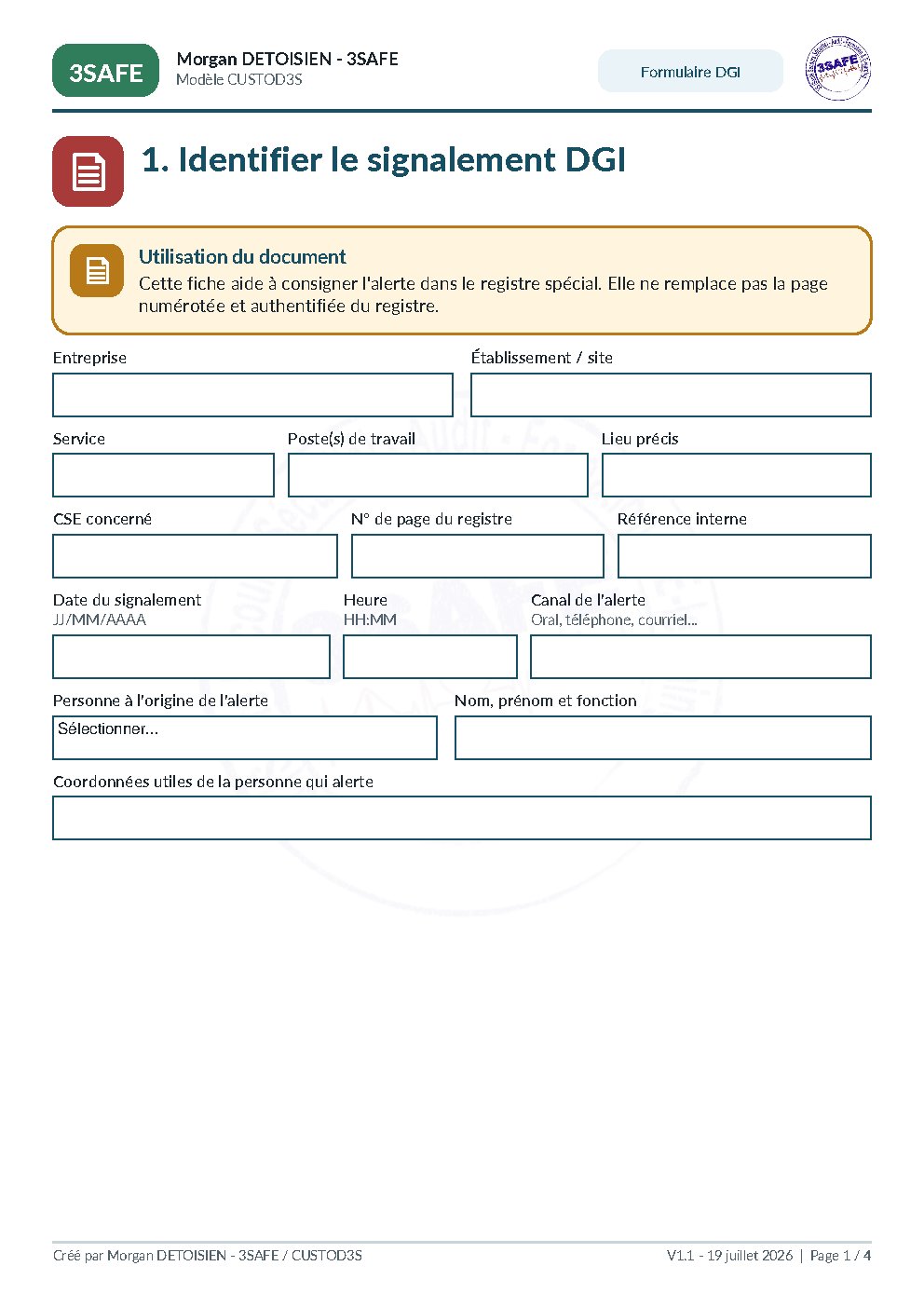 Aperçu de CSE 03 Fiche Signalement DGI